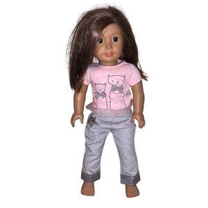 American Girl DOLL 2014 Brown Hair Brown Eyes With Cat Outfit
